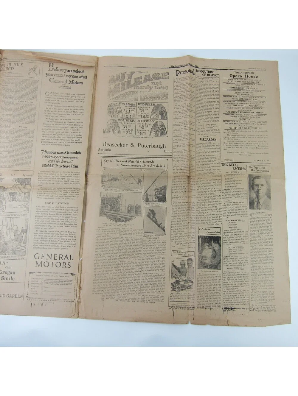 The Ansonian Newspaper Ansonia Darke County Ohio Thursday May 1928 Antique RARE